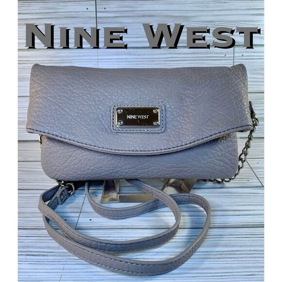 Nine West Handbags - Nine West Coralia Gray Faux Leather Mini Tunnel Crossbody/Clutch